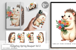 Digital Paper Hedgehog Spring Bouquet Product Image 1