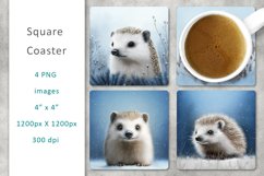 hedgehog winter square coaster Product Image 1