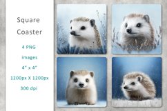 hedgehog winter square coaster Product Image 2