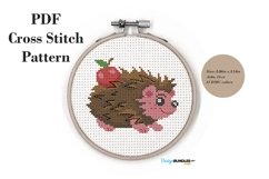 Hedgehog with an Apple - Cross Stitch Pattern PDF Product Image 1