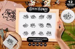 Hedgehog With Flower Ornaments Clipart Set Product Image 1
