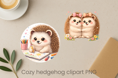Cozy hedgehog sublimation | Cute funny hedgehog clipart PNG Product Image 1