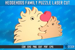 Hedgehogs Family Puzzle Laser Cut Bundle | Family Puzzle SVG Product Image 2