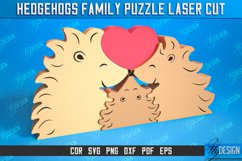 Hedgehogs Family Puzzle Laser Cut Bundle | Family Puzzle SVG Product Image 3