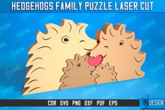 Hedgehogs Family Puzzle Laser Cut Bundle | Family Puzzle SVG Product Image 4