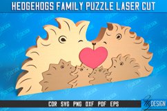 Hedgehogs Family Puzzle Laser Cut Bundle | Family Puzzle SVG Product Image 6