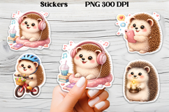 Cozy hedgehog stickers printable | Funny animal stickers PNG Product Image 1