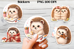 Cozy hedgehog stickers printable | Funny animal stickers PNG Product Image 1