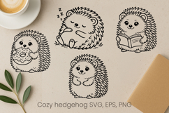 Cozy cute hedgehog SVG design | Funny animal character SVG Product Image 1