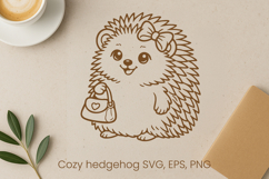Cozy cute hedgehog SVG design | Funny animal character SVG Product Image 1