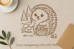 Cozy cute hedgehog SVG design | Funny animal character SVG Product Image 1