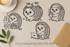 Cozy cute hedgehog SVG design | Funny animal character SVG Product Image 1