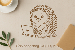 Cozy cute hedgehog SVG design | Funny animal character SVG Product Image 1