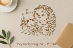 Cozy cute hedgehog SVG design | Funny animal character SVG Product Image 1