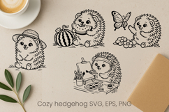 Cozy cute hedgehog SVG design | Funny animal character SVG Product Image 1