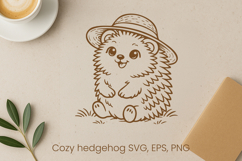 Cozy cute hedgehog SVG design | Funny animal character SVG Product Image 1