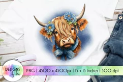 Highland Cow Sublimation | Heifer with Flowers Shirt Print Product Image 1