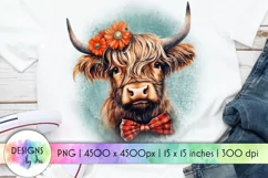 Highland Cow Sublimation | Heifer with Flowers Shirt Print Product Image 1