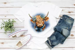 Highland Cow Sublimation | Heifer with Flowers Shirt Print Product Image 2