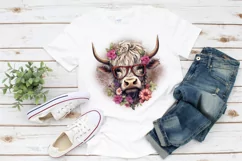 Highland Cow Sublimation | Heifer with Flowers & Glasses Product Image 2