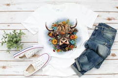 Highland Cow Sublimation | Heifer with Flowers & Glasses Product Image 2