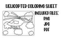 Helicopter Coloring Sheet for Kids Product Image 1