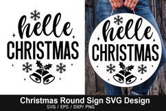 Hello Christmas SVG - Christmas Round Sign Product Image 1