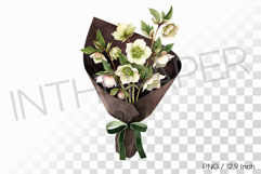 Muted Brown Wrap Hellebore Bouquet PNG Flower Clipart Illust Product Image 1