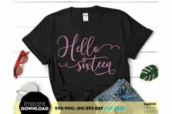 16th Birthday SVG, Birthday SVG, sixteen sublimation png Product Image 1