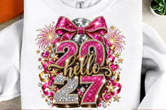 Hello 2027 Pink Rhinestone Disco Ball New Year PNG Product Image 3