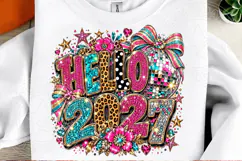 Hello 2027 Rhinestone Leopard Disco Ball New Year PNG Product Image 2