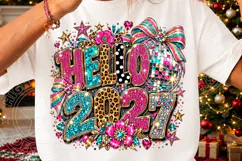 Hello 2027 Rhinestone Leopard Disco Ball New Year PNG Product Image 3