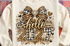 Hello 2027 Leopard Buffalo Plaid Rhinestone Glam New Year PN Product Image 4