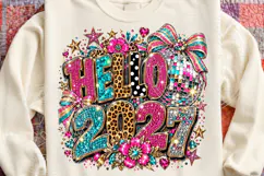 Hello 2027 Rhinestone Leopard Disco Ball New Year PNG Product Image 4