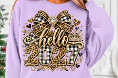 Hello 2027 Leopard Buffalo Plaid Rhinestone Glam New Year PN Product Image 5