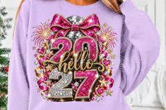 Hello 2027 Pink Rhinestone Disco Ball New Year PNG Product Image 5