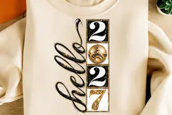 Hello 2027 PNG | Black & Gold Disco Ball New Year Png Product Image 3