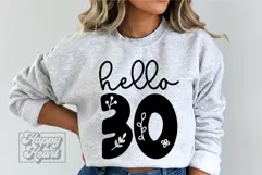 Hello Thirty SVG - 30 Floral Flower 30th Birthday SVG Product Image 2