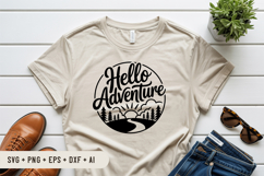 Hello Adventure SVG File | Camping Round Sign SVG Product Image 3