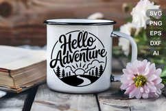 Hello Adventure SVG File | Camping Round Sign SVG Product Image 4