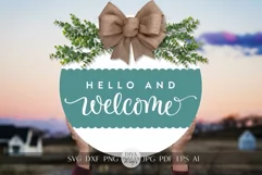 Hello And Welcome SVG Farmhouse Door Hanger svg Product Image 1