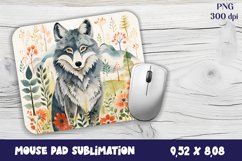 Mouse Pad Happy Cute watercolor wolf autumn Product Image 1