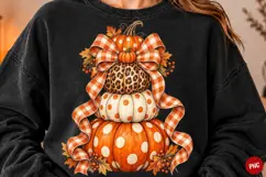 Hello Autumn PNG, Pumpkin Sublimation, Floral Fall Pumpkin Product Image 1