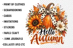 Hello Autumn PNG, Pumpkin Sublimation, Thanksgiving PNG Product Image 3