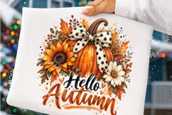 Hello Autumn PNG, Pumpkin Sublimation, Thanksgiving PNG Product Image 4