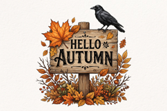 Hello Autumn Sublimation PNG Product Image 1