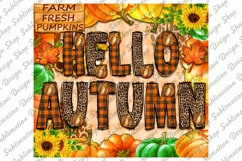 20 oz Skinny Autumn Tumbler Sublimation - Hello Autumn PNG Product Image 2