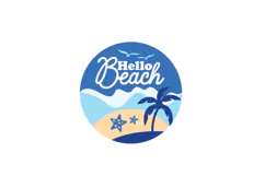 Hello Beach Round Sign Laser Cut SVG Welcome Design Product Image 2