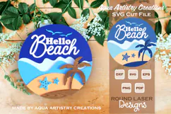 Hello Beach Round Sign Laser Cut SVG Welcome Design Product Image 1