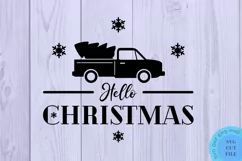 Hello Christmas SVG Farmhouse Christmas Svg Wood Round Svg Product Image 2
